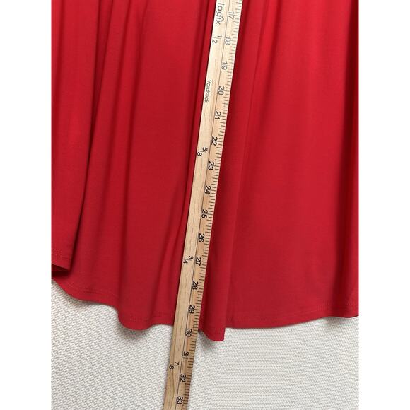 Ava & Grace Sz 1X Solid Red Stretch Knit Rolled Tab Popover Blouse Tunic Holiday - Picture 16 of 16